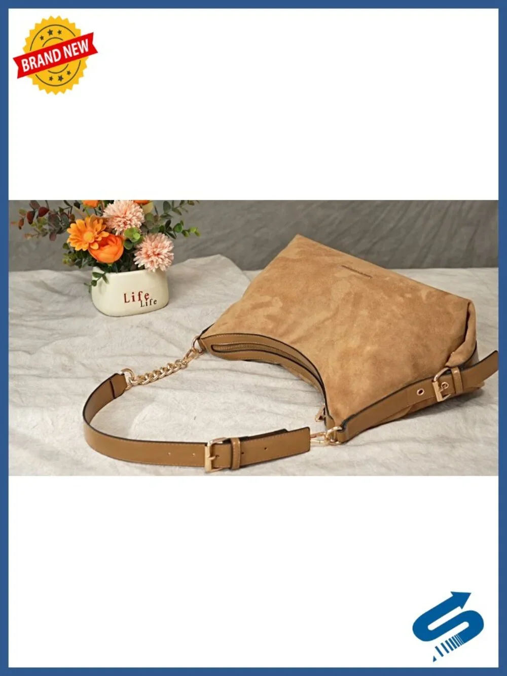 Faux Leather Hobo Bag with Multi-Pockets Shoulder Purse Tote Work Shopping